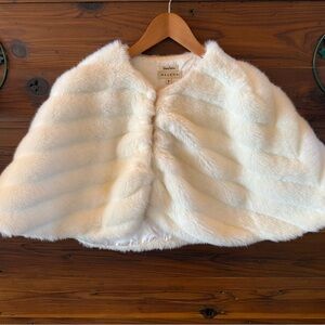 Neiman Marcus Helena White Faux Fur shrug/wrap